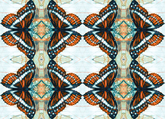 Fototapeta premium Ornament with butterflies on white background, watercolor seamless decor.
