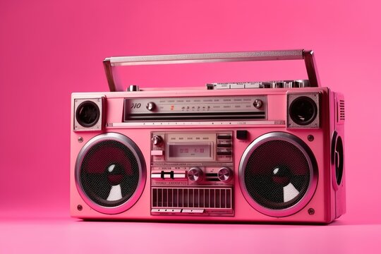 ghettoblaster on a pink background
