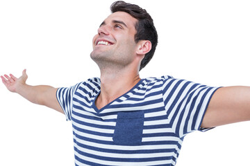 Naklejka premium Handsome hipster with arms outstretched