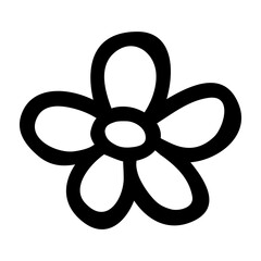 Obraz premium Flower doodle hand drawn with black line, png isolated on transparent background