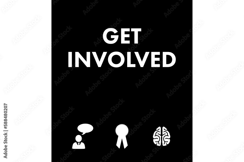 Poster vector image of get involved text and symbols