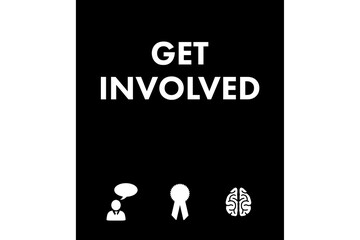 Vector image of get involved text and symbols