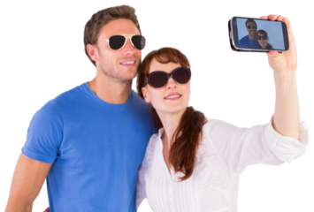 Couple using camera for picture