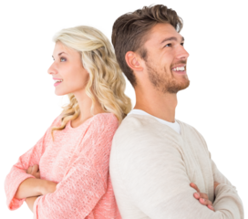 Attractive couple smiling with arms crossed