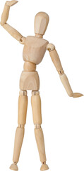 Close up of 3d figurine standing with hand raised