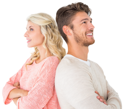 Attractive couple smiling with arms crossed