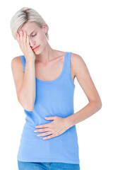 Pretty woman with stomach pain