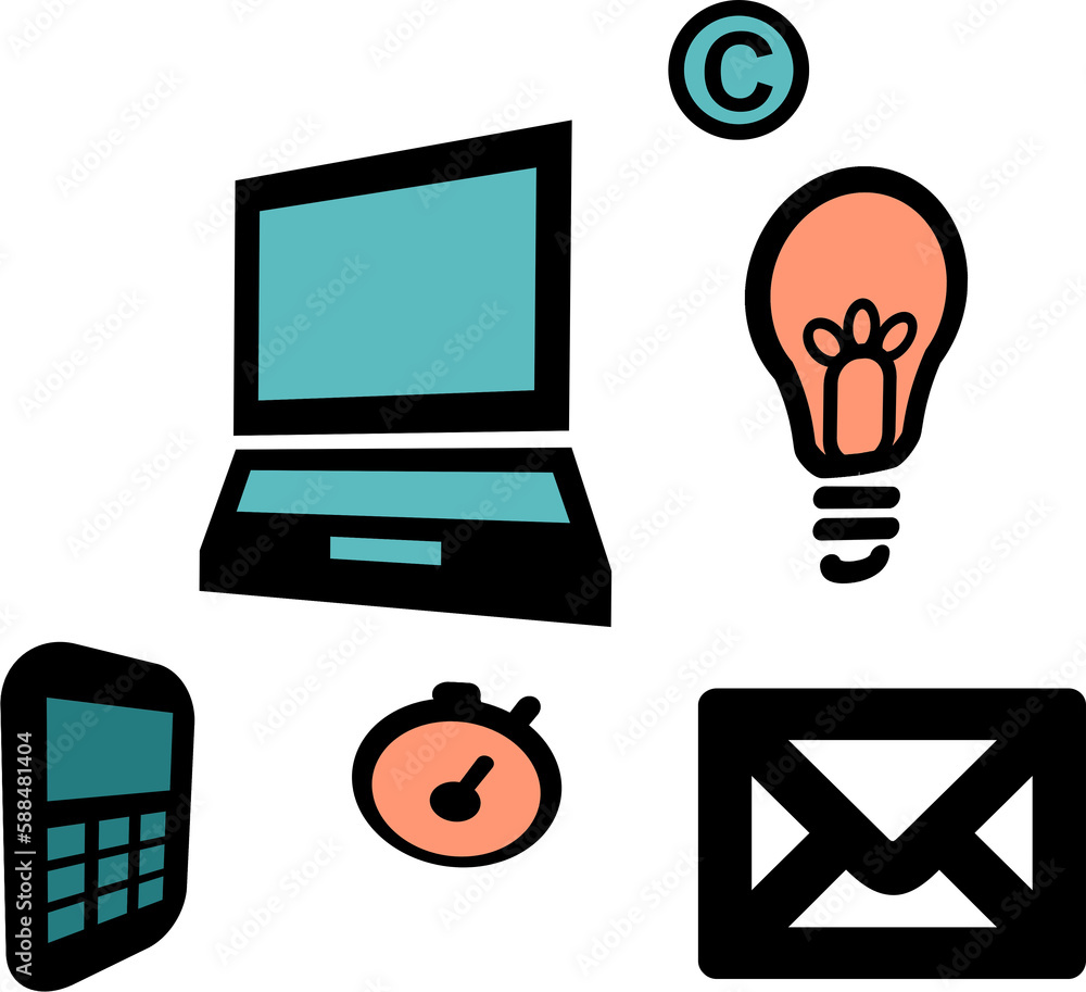 Poster computer graphic image of various icons