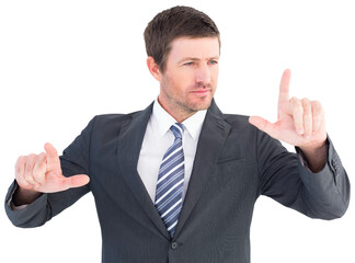 Businessman pointing with his fingers