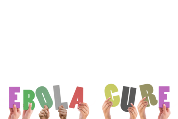 Hands holding up ebola cure