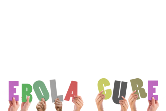 Hands holding up ebola cure