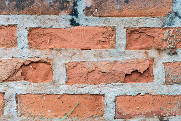 Parede velha de tijolos cerâmicos parede textura background gasta antiga construção rústica vermelha