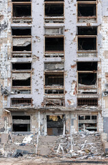 destroyed and burned houses in the city Russia Ukraine war