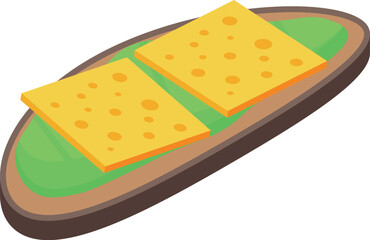 Avocado toast with cheese icon isometric vector. Bread sandwich. Egg food