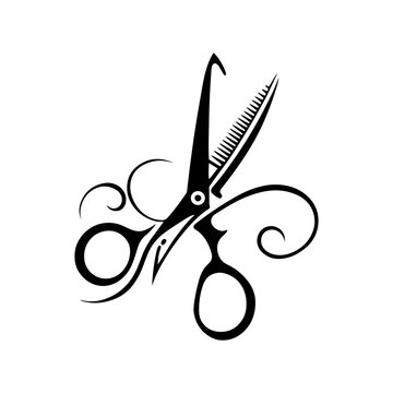 Ornamental thinning scissors in a simple vector style. Symbol of hairdressers, barbershops, and salons. Vector illustration perfect for beauty, haircare, and grooming designs.