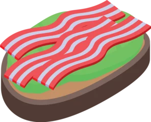 Poster Bacon avocado toast icon isometric vector. Bread food. Green diet © ylivdesign