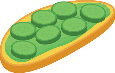 Cucumber avocado toast icon isometric vector. Bread food. Natural piece