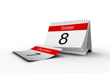 Desk calendar showing date of 8th October