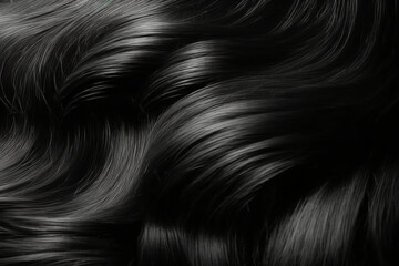 Black hair texture background. Generative AI. - obrazy, fototapety, plakaty