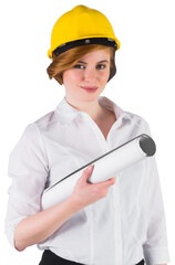 Pretty young architect smiling at camera