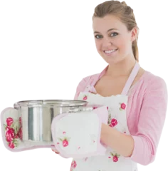 Deurstickers Maid holding cooking utensil © vectorfusionart