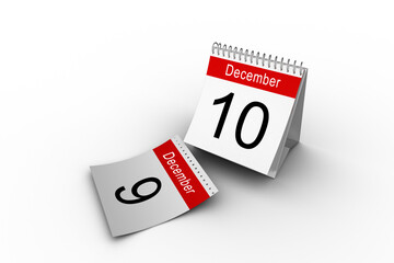 Desk calendar showing 10th date of December