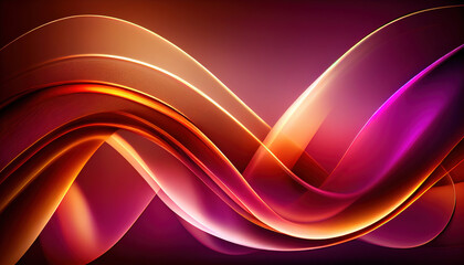 Abstract Shiny neon glass translucent wavy composition with gradient transition, beige magenta maroon elegant clean background - generative AI.