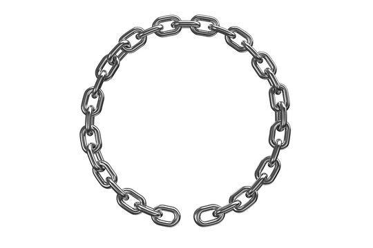 Close up 3d image of broken circular chain 