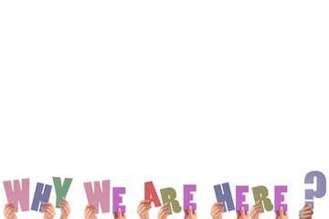 Cropped hands holding colorful alphabets forming question