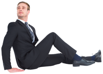 Businessman sitting and looking up