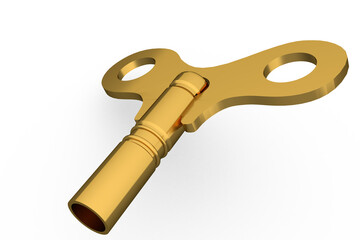 Digitally generated shiny gold key