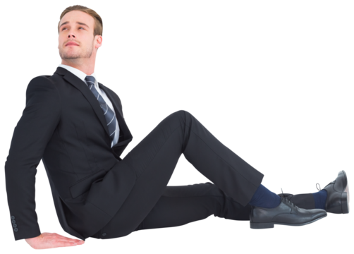 Businessman sitting and looking up