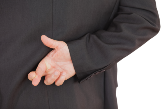 Businessman with fingers crossed - Powered by Adobe