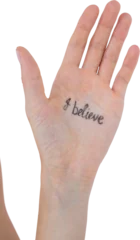 Fotobehang Hand showing text I believe © vectorfusionart