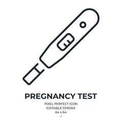 Pregnancy and ovulation test editable stroke outline icon isolated on white background flat vector illustration. Pixel perfect. 64 x 64.