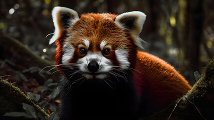 Red panda in natural habitat. Generative AI