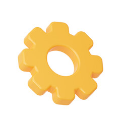 3d yellow icon gear 