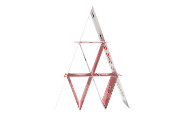 Digitally generated image of card tower