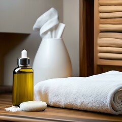 Fototapeta na wymiar spa with towels, and oils