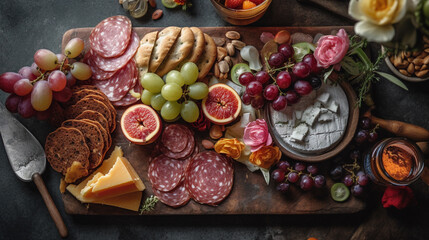 Fototapeta premium The Art of Modern, Fine and Fancy Food: Exquisite Appetizers, Enticing Entrees, and Main Courses and Decadent Desserts captured by Generative AI Technology 