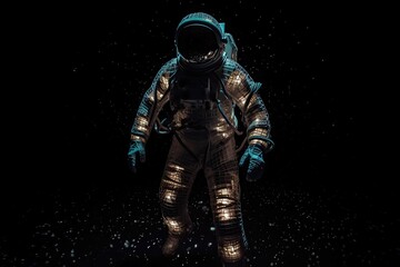Exploring existentialism through astronaut. Shaped light painting, volumetric lighting and detailed runs. Generative AI