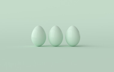 Green easter eggs background. 3d render. Happy Easter eggs big hunt or sale banner