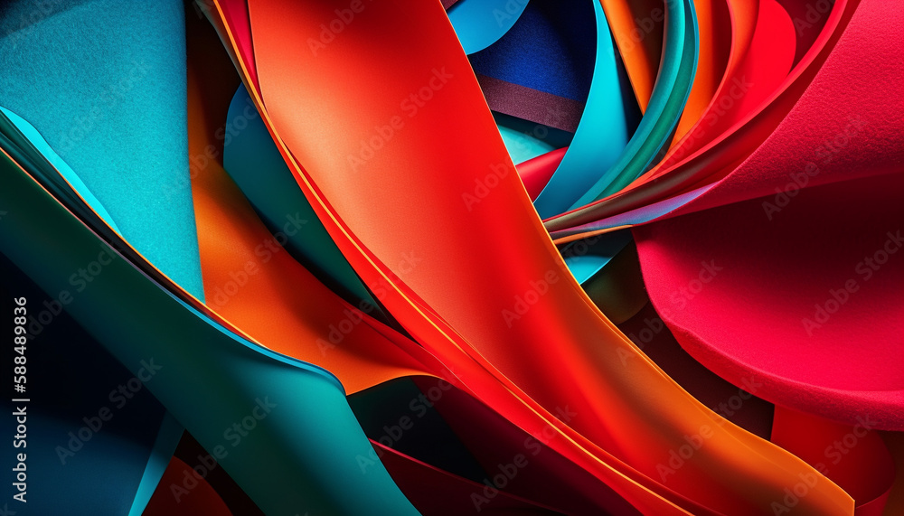 Poster vibrant colored curves create abstract futuristic backdrop generated by ai