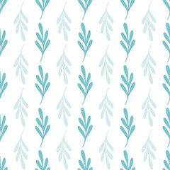 Fototapeta premium Tourqoise leaves seamless pattern background print