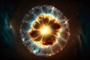 Obraz premium Supernova explosion in outer space, the space of the universe, generative ai