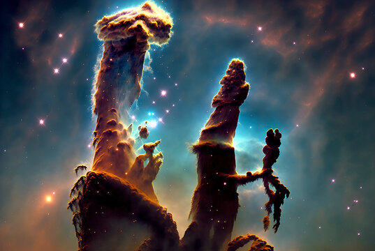 Pillars of Creation, somewhere in outer space, generative ai