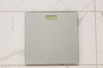 Floor glass scales for tracking weight.