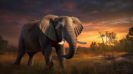 Naklejka na ściany i meble wildlife, elephant in the habitat