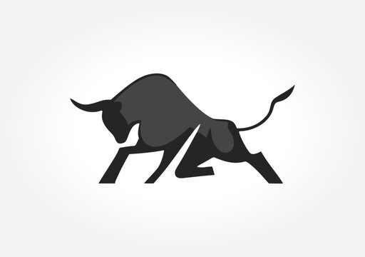 A bold and minimalist vector silhouette of a bull, perfect for logos and branding.