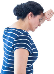 Sad woman leaning on hand